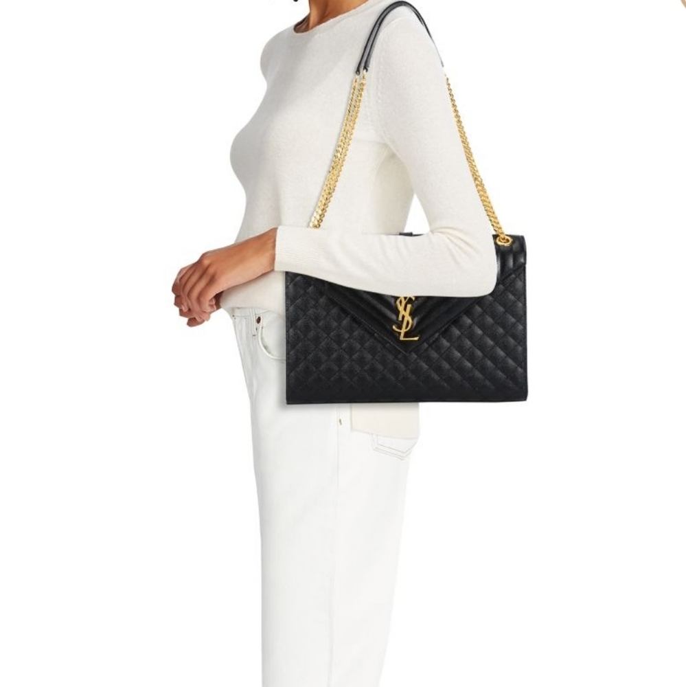YSL Large Envelope Matelasse Leather Bag - Picture 2 of 7